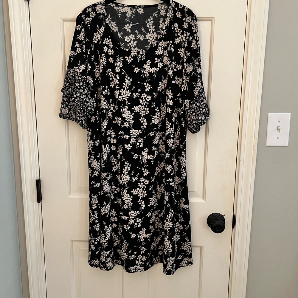 Floral Black and Tan Dress